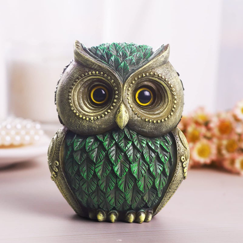 Artpaul Owl Decorations for Home Small Owl Decor Figurines Shelf Decor Home Office Living Room Decorations Birthday Gifts (Green) - Image 4